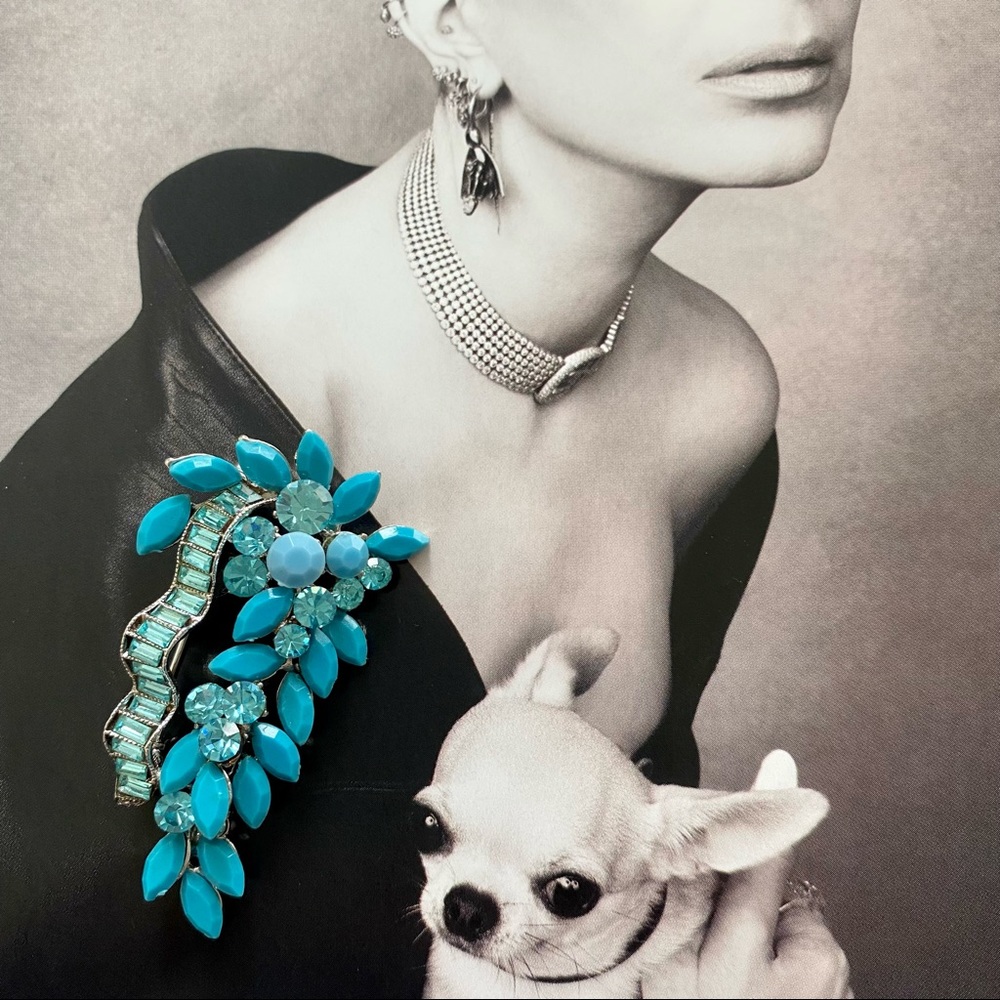 Vintage Blue Pendant/Brooch Signed WD